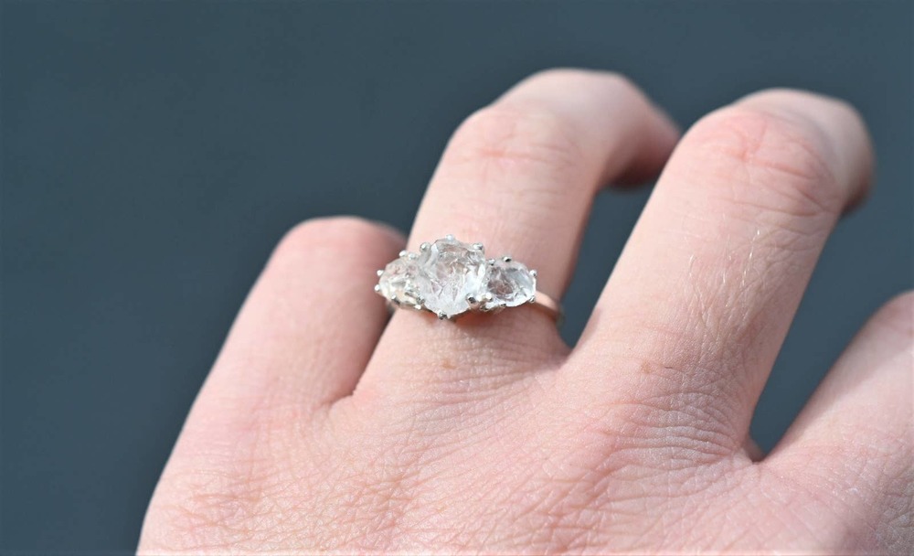 Rough cut stone, engagement ring, Uncut Diamond  Size 4 5 6 7 8 9 10 11 …